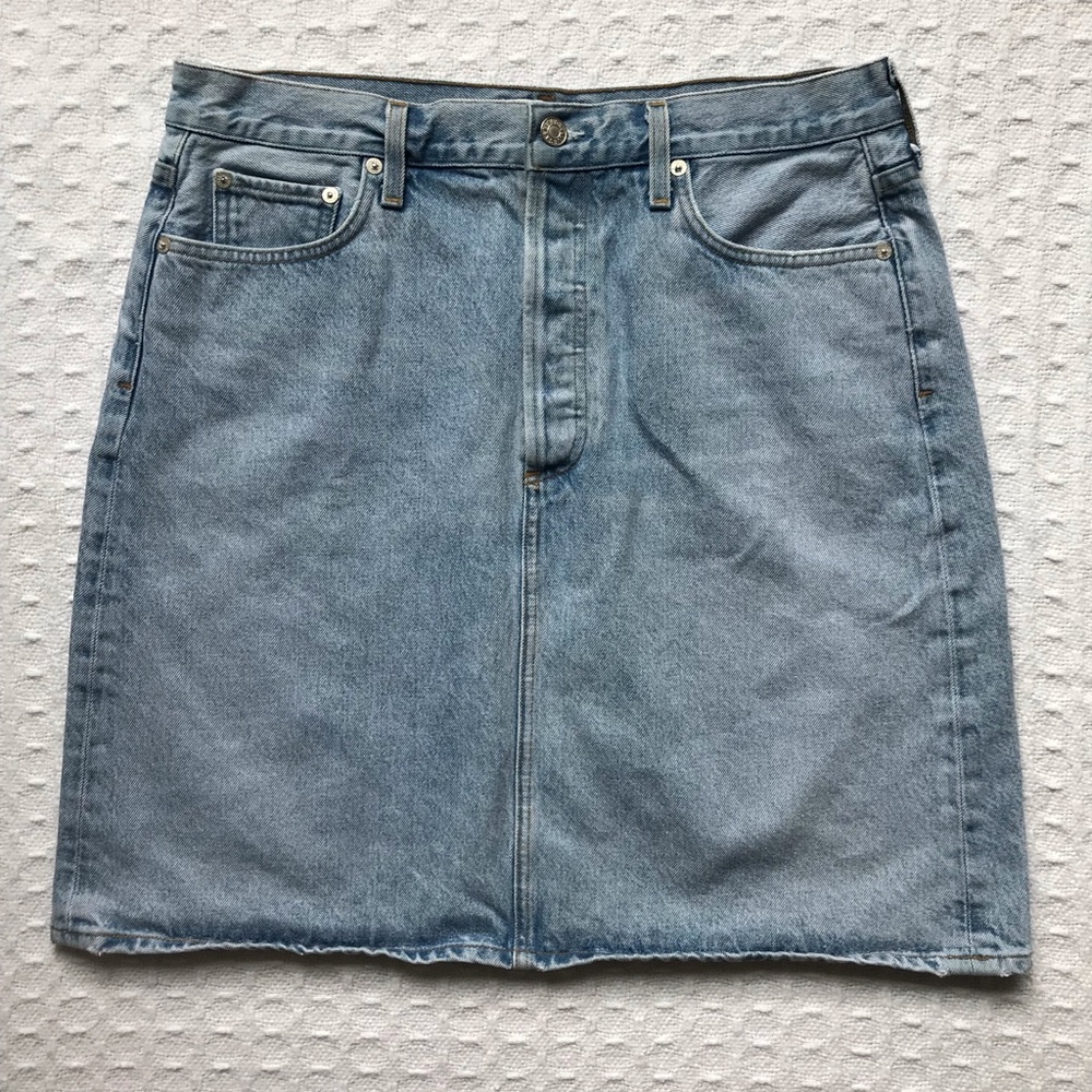 AGOLDE Iris Blue Denim Jean Skirt Light Wash sz 32 Knee Length 100% Cotton